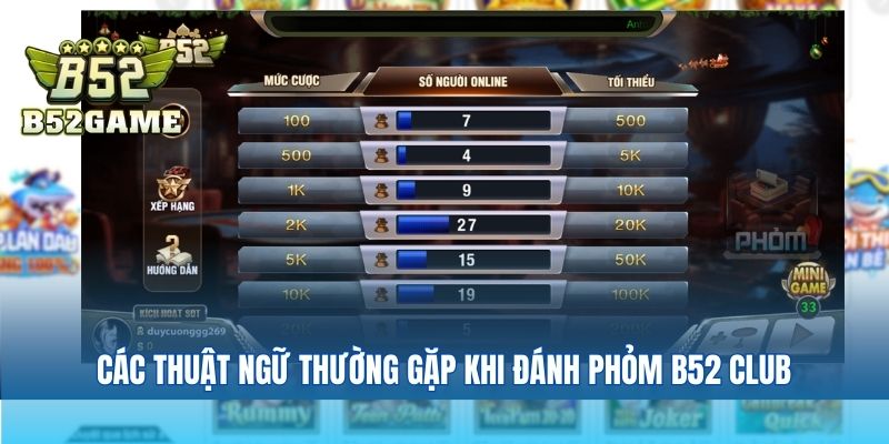 Các thuật ngữ thường gặp khi đánh phỏm B52 club