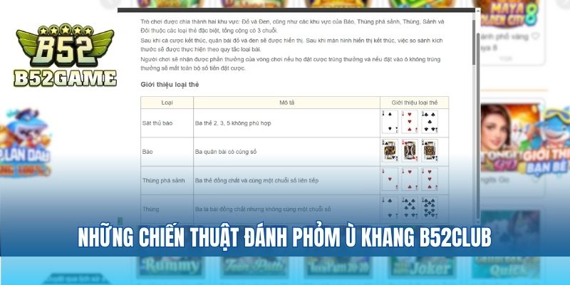 Những chiến thuật đánh phỏm ù khang B52club