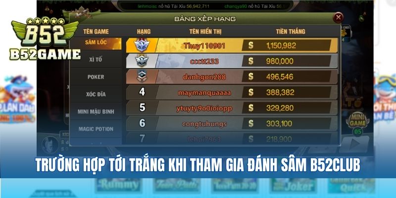 Trường hợp tới trắng khi tham gia đánh sâm B52club