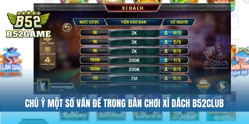 Chú ý một số vấn đề trong bàn chơi xì dách B52club