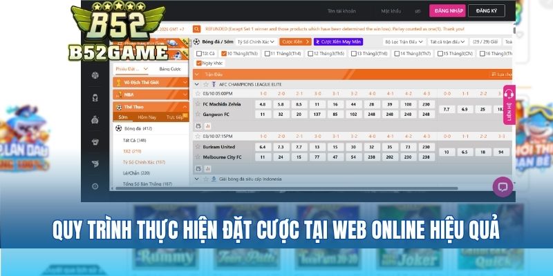 Quy trình thực hiện đặt cược tại web online hiệu quả